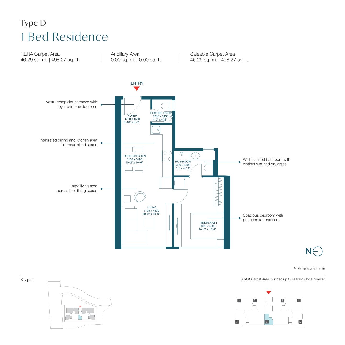1 BHK Floor Plan